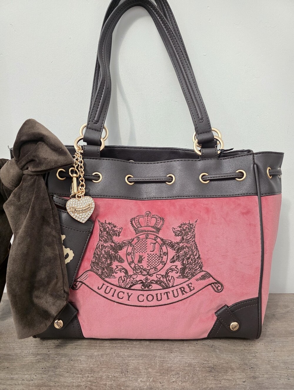 Juicy Couture Scottie Dog  Daydreamer Pink Brown Tote Bag Viral